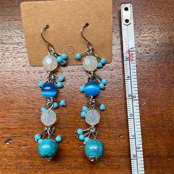Bundle 3 for $12.  Blue Beaded Dangle Earrings - Picture 3 of 3